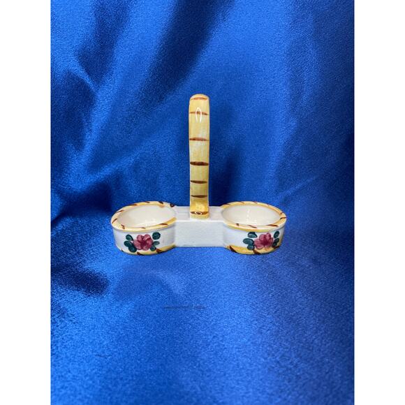 Vintage Nasco Porcelain Creamer and Sugar Dish with Caddy - Picture 3 of 8